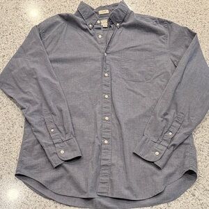 J. Crew Men's Button-Down Shirt - Heathered Blue/Grey 100% Cotton Mens Large